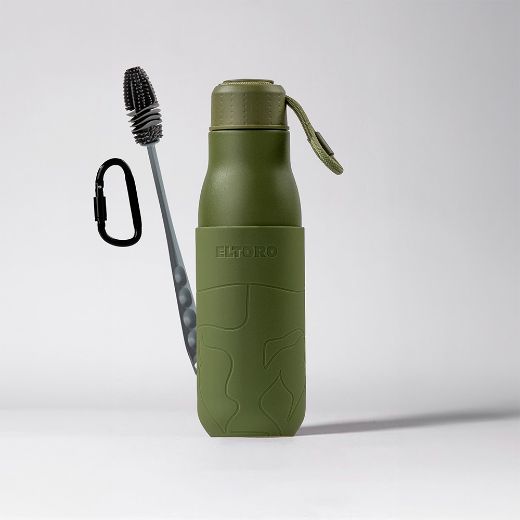 Picture of Eltoro Stainless Steel Bottle 500ml Olive with Olive Sleeve - Olive